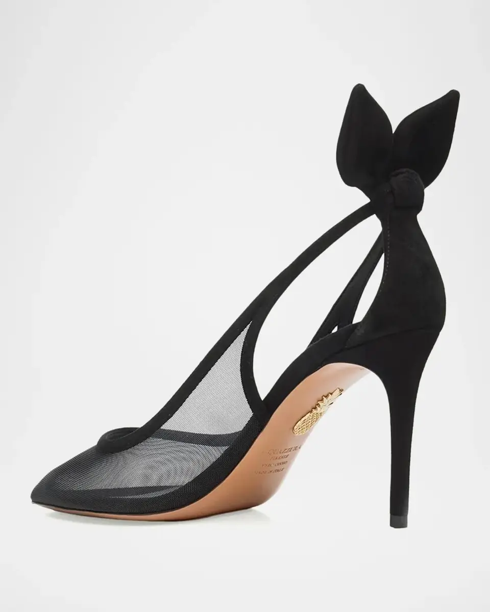 Aquazzura 85mm Bow Tie Mesh Pumps | Thumbnail 4