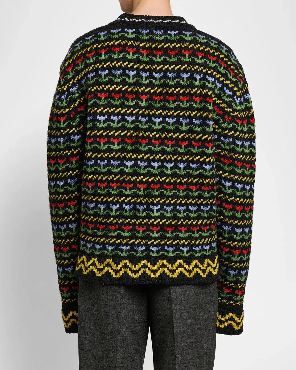 Marni Men's Floral Wool Knit Crewneck Sweater | Thumbnail 3 Marni Men's Floral Wool Knit Crewneck Sweater | Thumbnail 3