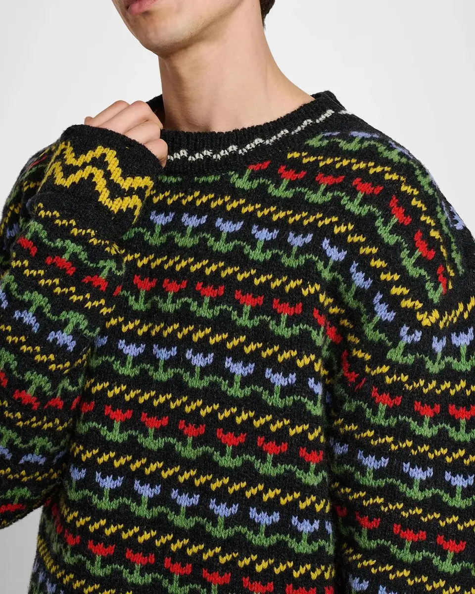 Marni Men's Floral Wool Knit Crewneck Sweater | Thumbnail 5 Marni Men's Floral Wool Knit Crewneck Sweater | Thumbnail 5