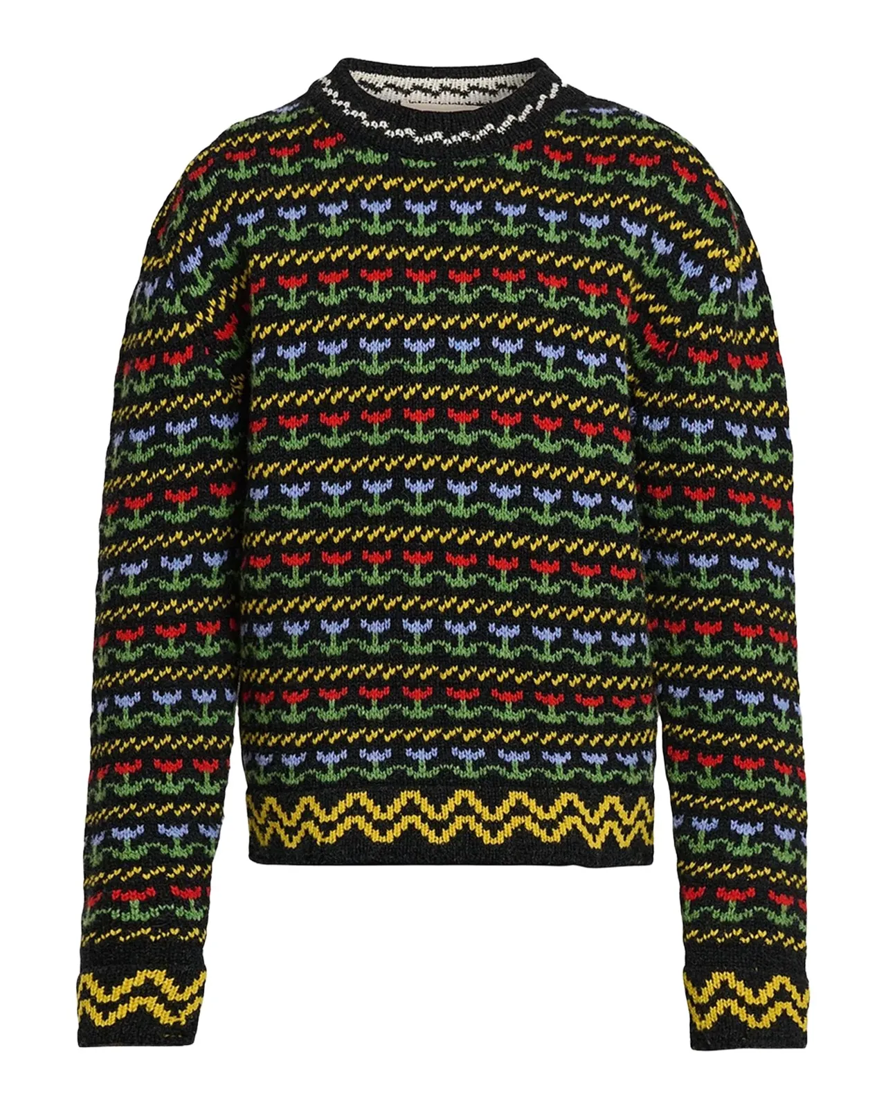 Marni Men's Floral Wool Knit Crewneck Sweater