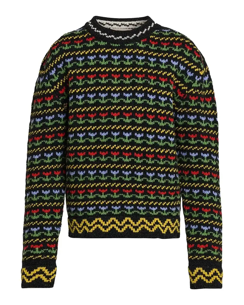 Marni Men's Floral Wool Knit Crewneck Sweater
