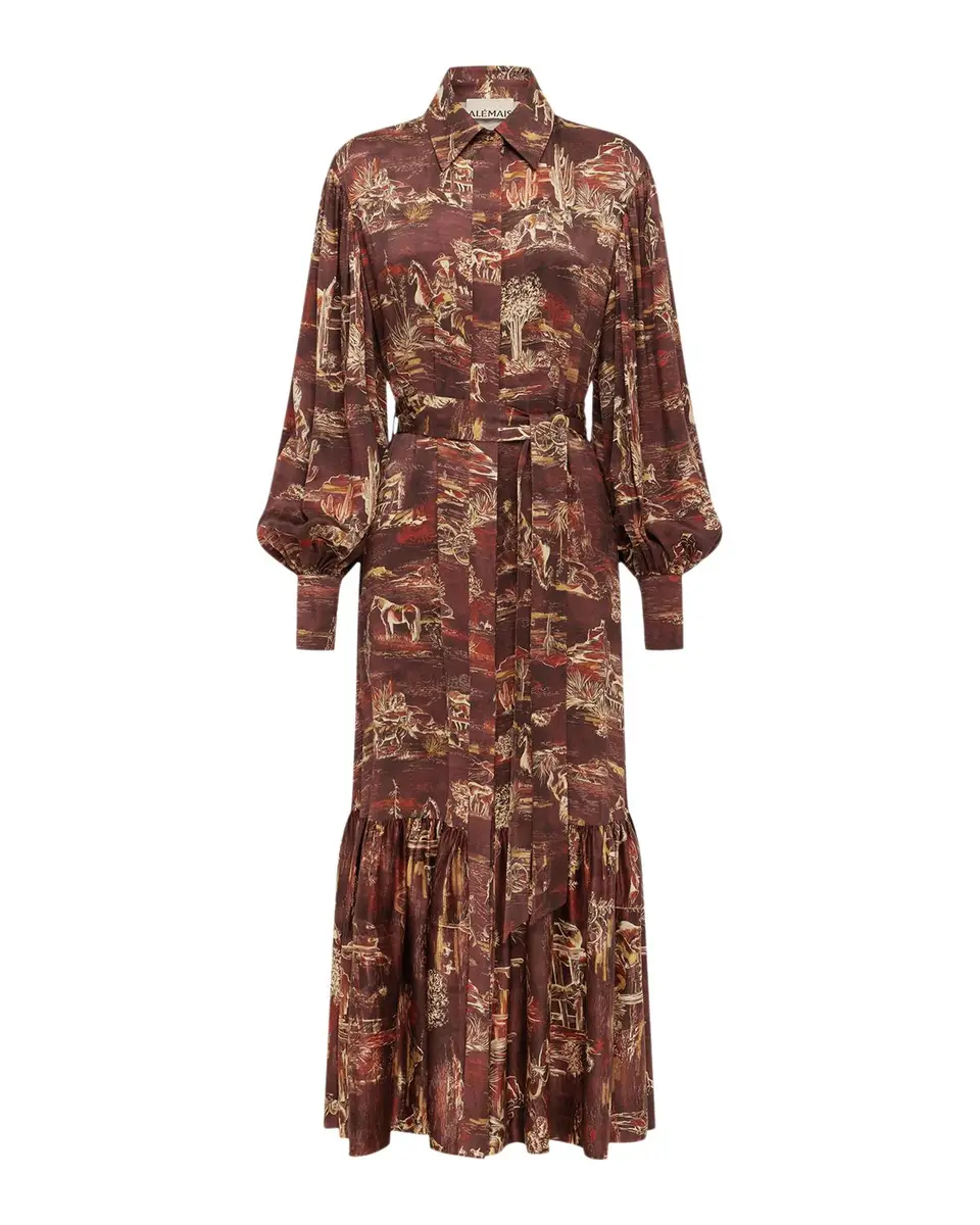 ALÉMAIS Ezra Western Toile Silk Maxi Shirtdress | Thumbnail 3