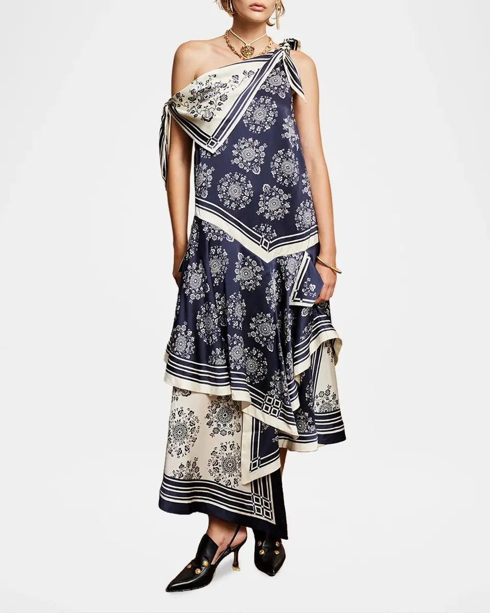 ALÉMAIS Banderra Silk Scarf Asymmetric Dress | Thumbnail 2