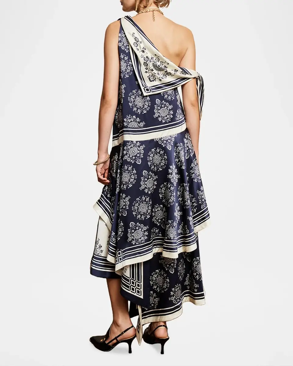 ALÉMAIS Banderra Silk Scarf Asymmetric Dress | Thumbnail 3