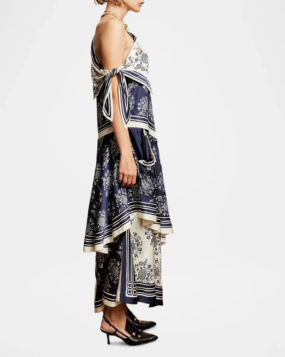 ALÉMAIS Banderra Silk Scarf Asymmetric Dress | Thumbnail 6