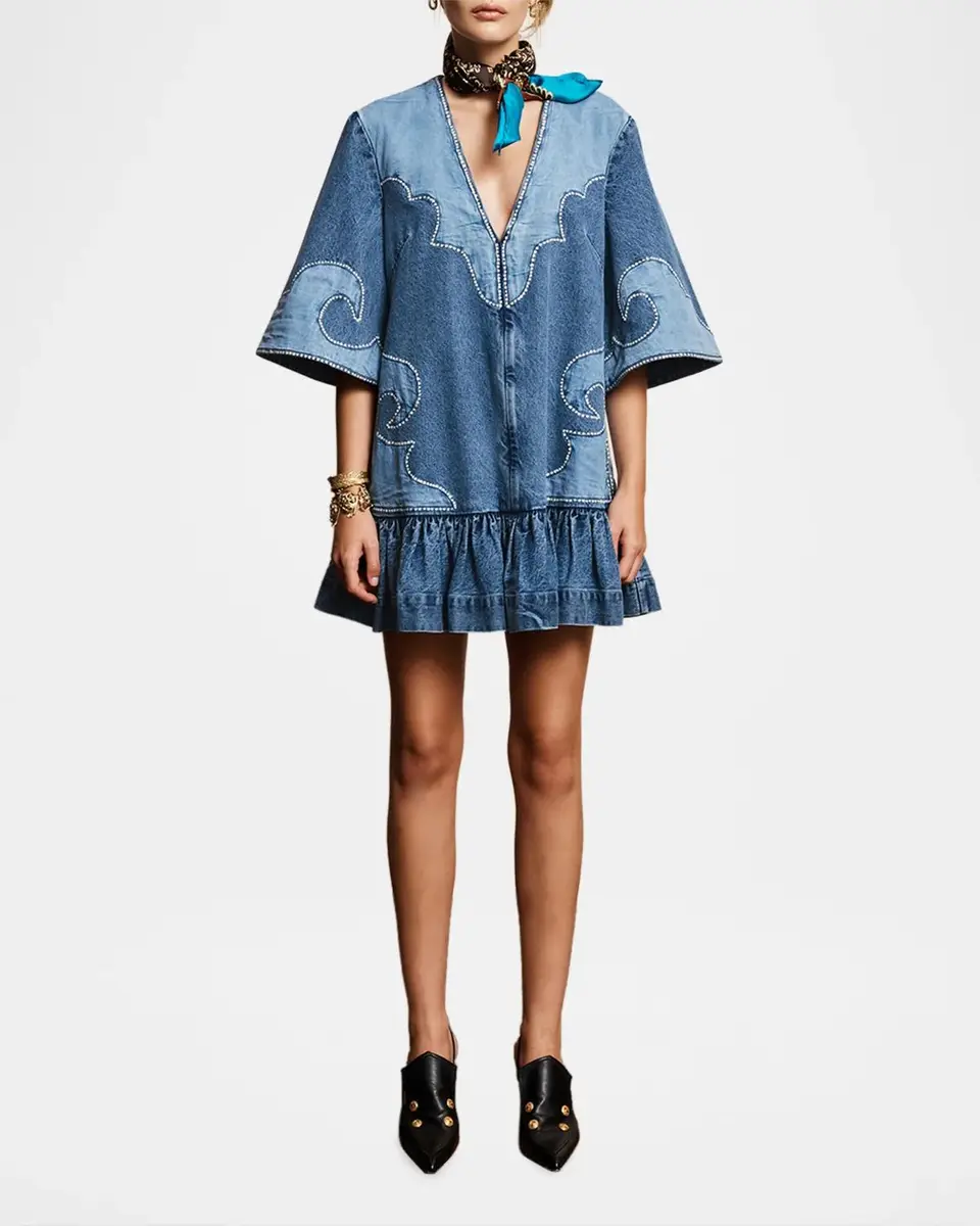 ALÉMAIS Jesse Studded Denim Mini Dress | Thumbnail 2