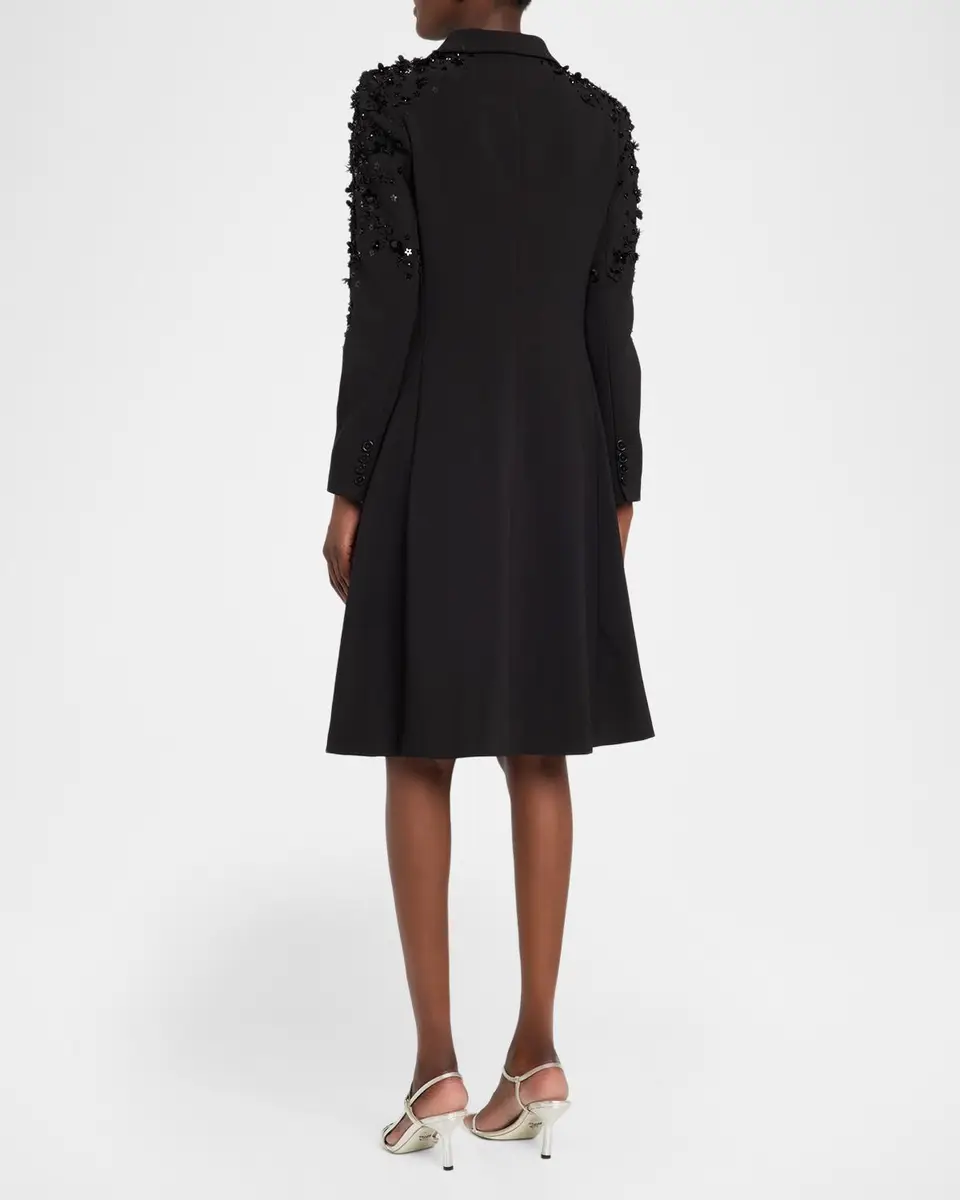Rickie Freeman for Teri Jon Shawl-Collar Floral Applique Coat Dress | Thumbnail 3