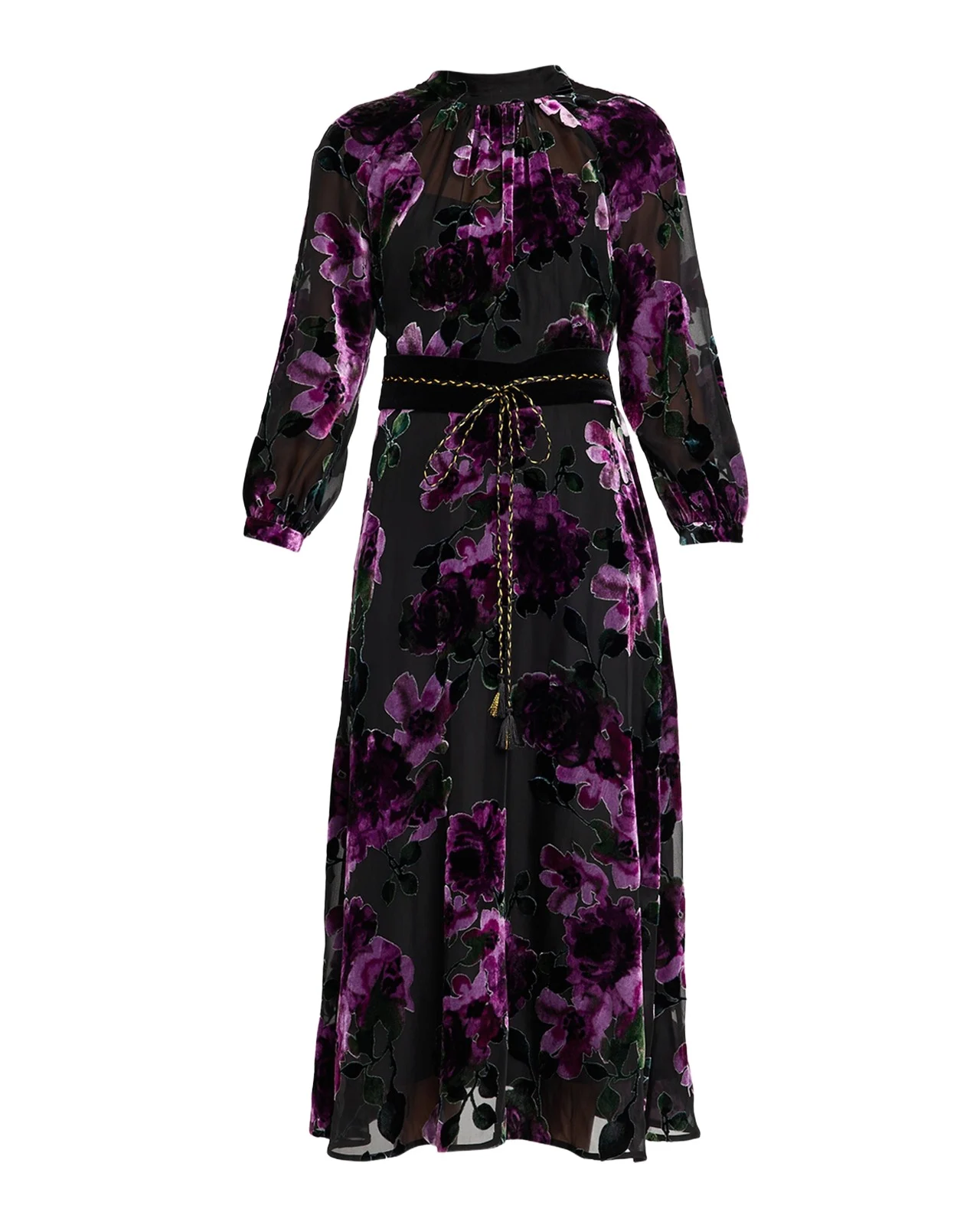 Belted Devore Velvet Midi Dress Belted Devore Velvet Midi Dress