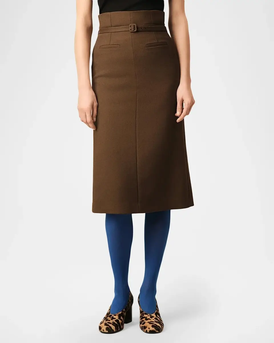 AMI PARIS High-Waist Belted Wool Gabardine Midi Pencil Skirt | Thumbnail 4 AMI PARIS High-Waist Belted Wool Gabardine Midi Pencil Skirt | Thumbnail 4