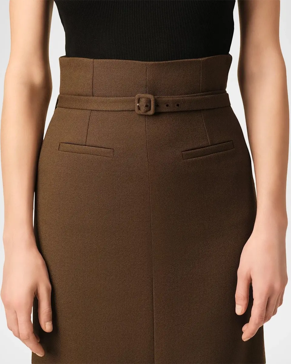 AMI PARIS High-Waist Belted Wool Gabardine Midi Pencil Skirt | Thumbnail 5 AMI PARIS High-Waist Belted Wool Gabardine Midi Pencil Skirt | Thumbnail 5