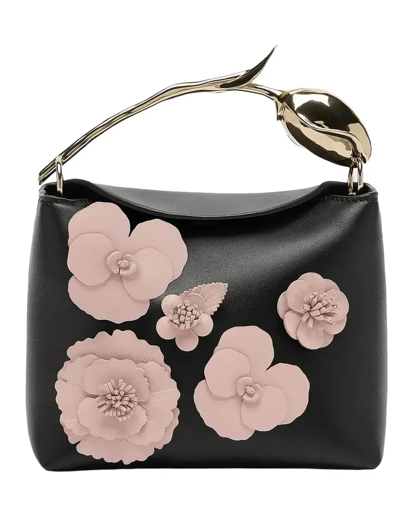 Bloom Mini 3D Floral Leather Top Handle Bag
