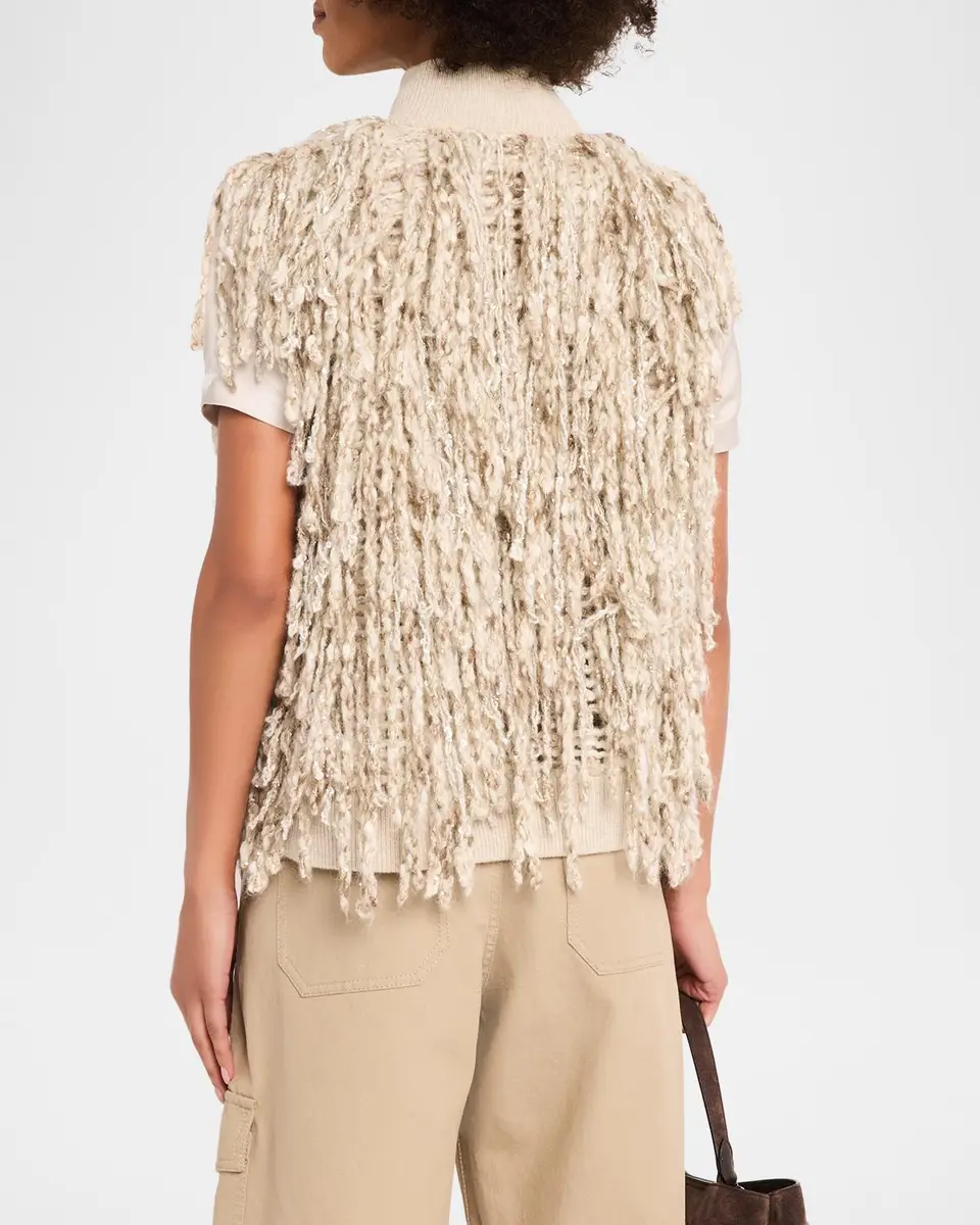 Brunello Cucinelli Twisted Fringes Sleeveless Sweater | Thumbnail 3 Brunello Cucinelli Twisted Fringes Sleeveless Sweater | Thumbnail 3