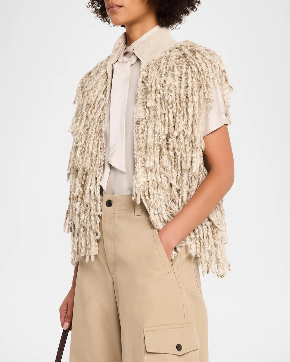 Brunello Cucinelli Twisted Fringes Sleeveless Sweater | Thumbnail 4 Brunello Cucinelli Twisted Fringes Sleeveless Sweater | Thumbnail 4