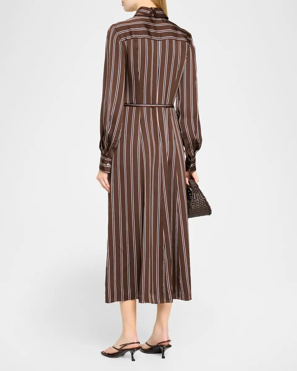 Jason Wu Collection Striped Satin Long-Sleeve Belted Midi Shirtdress | Thumbnail 3 Jason Wu Collection Striped Satin Long-Sleeve Belted Midi Shirtdress | Thumbnail 3