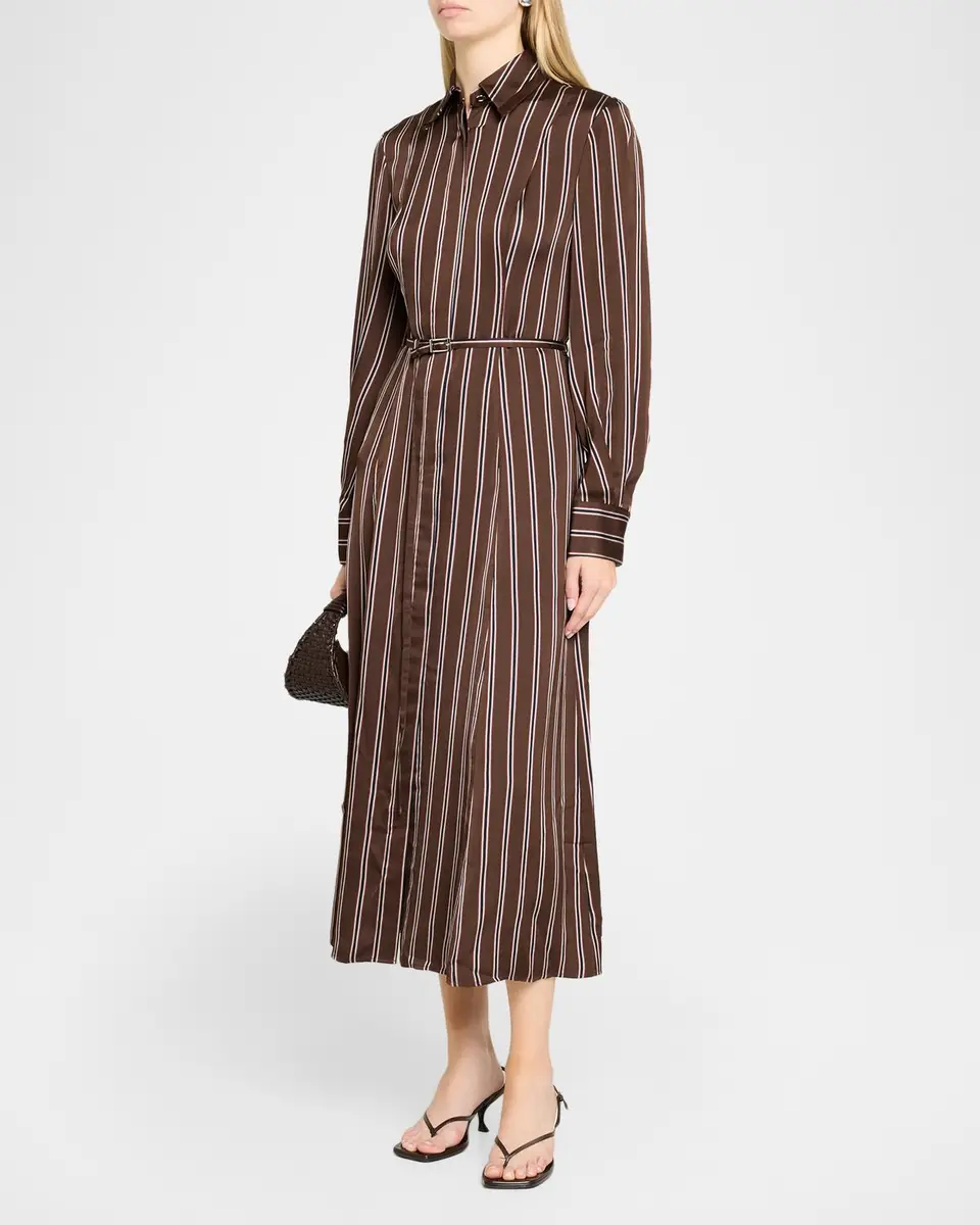 Jason Wu Collection Striped Satin Long-Sleeve Belted Midi Shirtdress | Thumbnail 4 Jason Wu Collection Striped Satin Long-Sleeve Belted Midi Shirtdress | Thumbnail 4