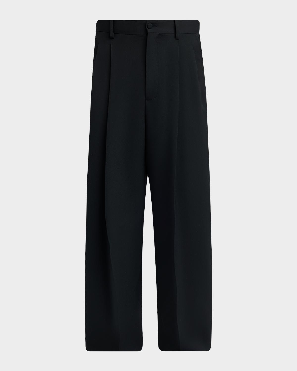 Dolce & Gabbana Men's Wool Gabardina Wide-Leg Pants