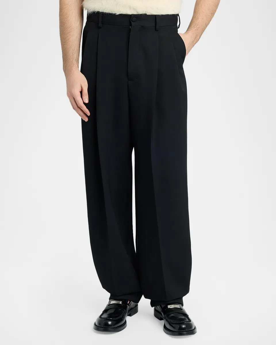 Dolce & Gabbana Men's Wool Gabardina Wide-Leg Pants | Thumbnail 4 Dolce & Gabbana Men's Wool Gabardina Wide-Leg Pants | Thumbnail 4