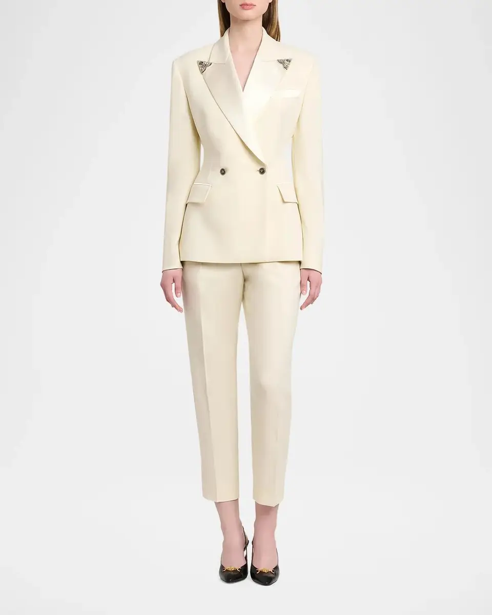 Versace Embroidered Tip Double-Breasted Blazer | Thumbnail 2
