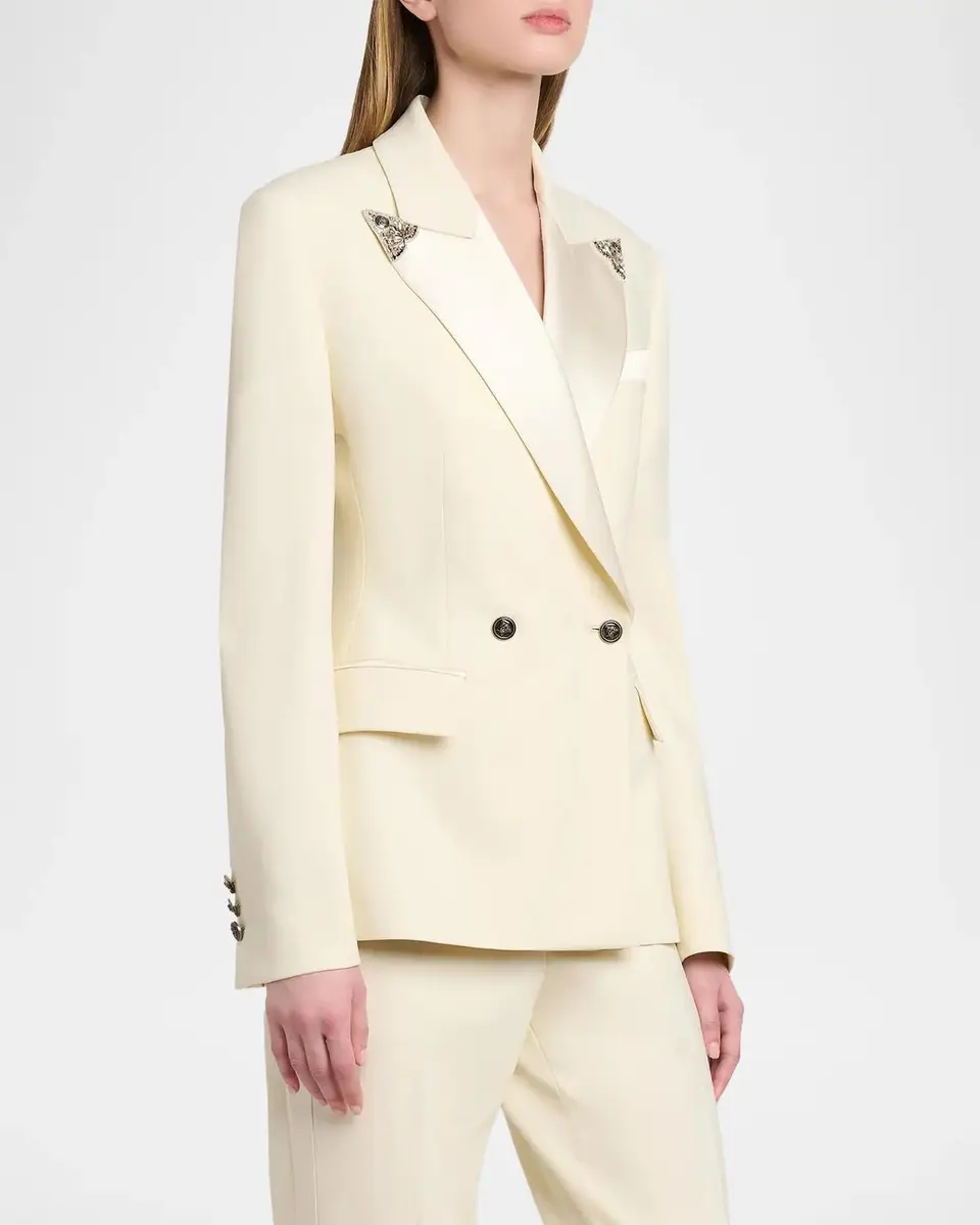 Versace Embroidered Tip Double-Breasted Blazer | Thumbnail 4