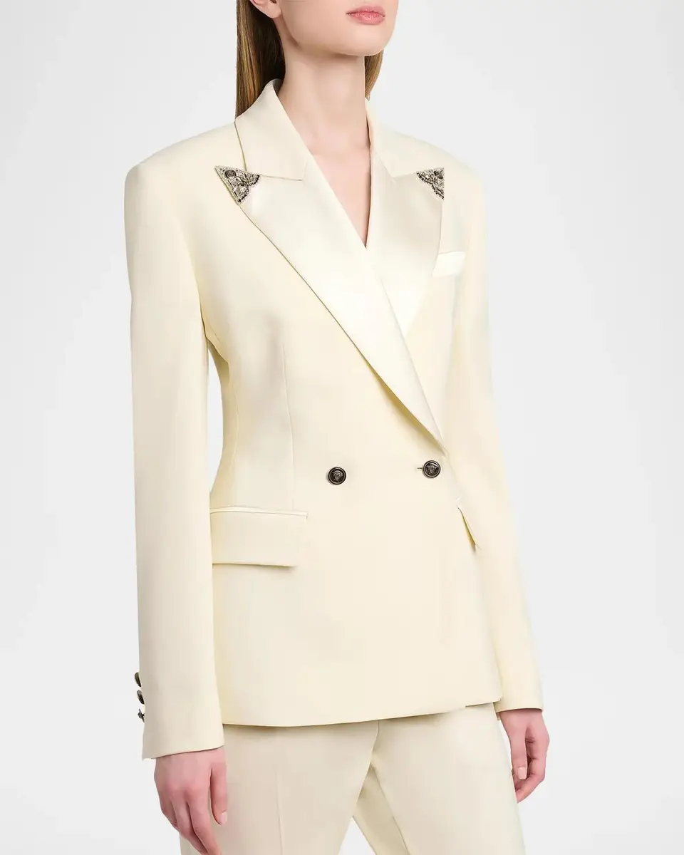 Versace Embroidered Tip Double-Breasted Blazer | Thumbnail 5