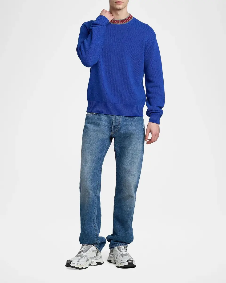 Versace Men's Greca Wool-Cashmere Crewneck Sweater | Thumbnail 2 Versace Men's Greca Wool-Cashmere Crewneck Sweater | Thumbnail 2