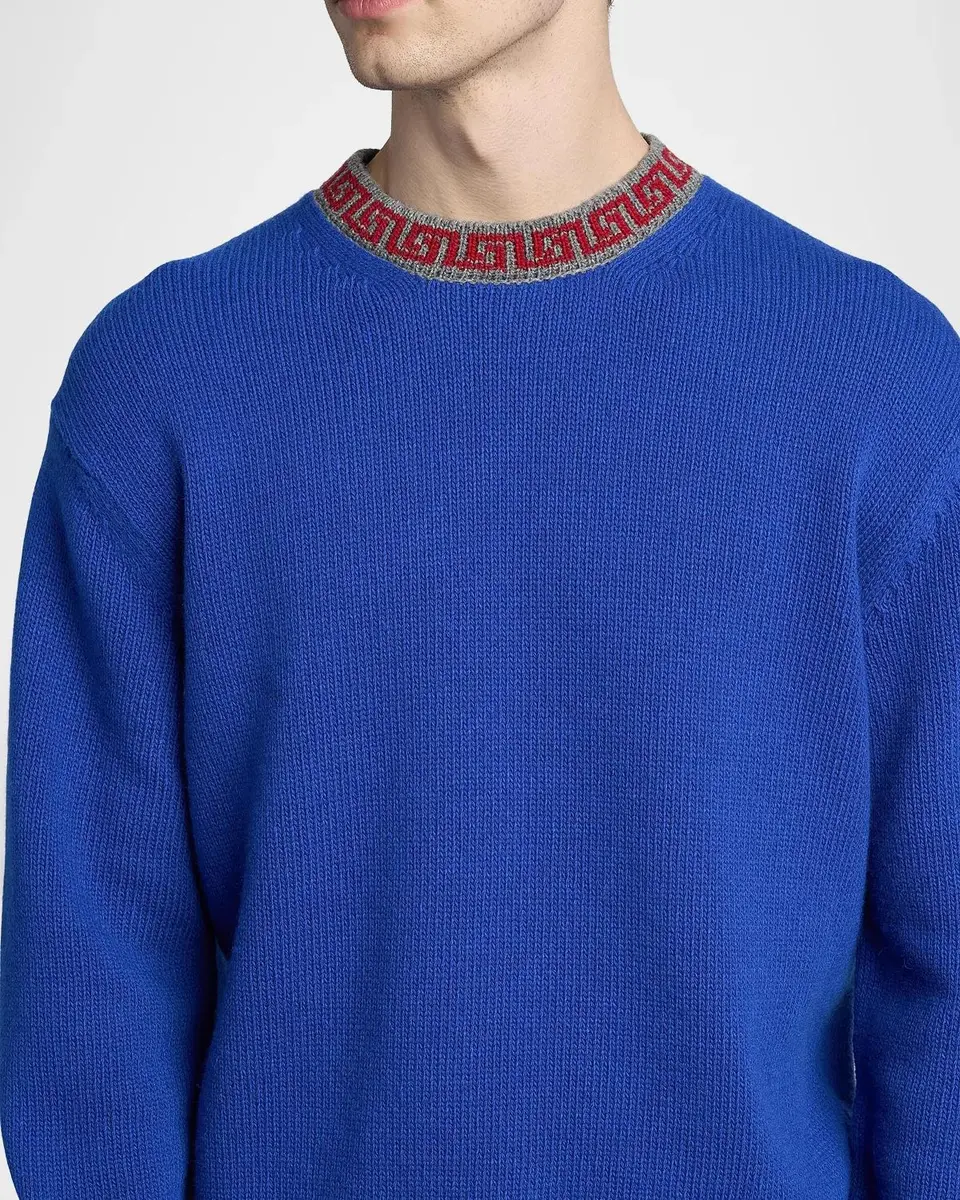 Versace Men's Greca Wool-Cashmere Crewneck Sweater | Thumbnail 5 Versace Men's Greca Wool-Cashmere Crewneck Sweater | Thumbnail 5