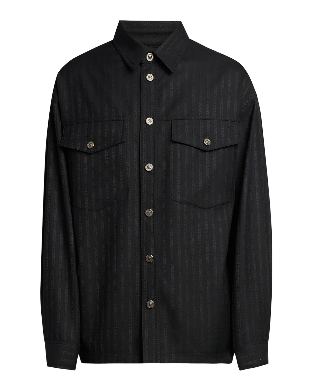 Versace Men's Greca Jacquard Wool Shirt