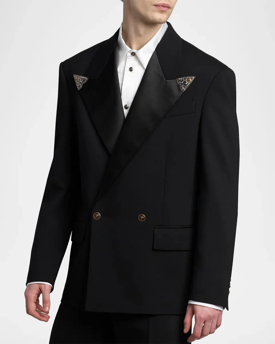 Versace Men's Embellished Stretch Wool Evening Jacket | Thumbnail 4