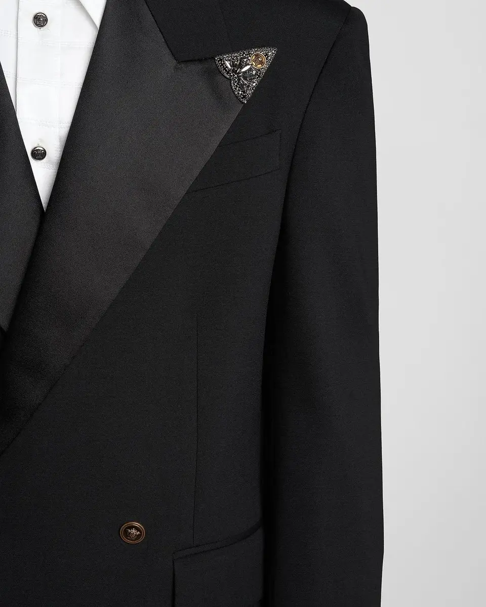Versace Men's Embellished Stretch Wool Evening Jacket | Thumbnail 5