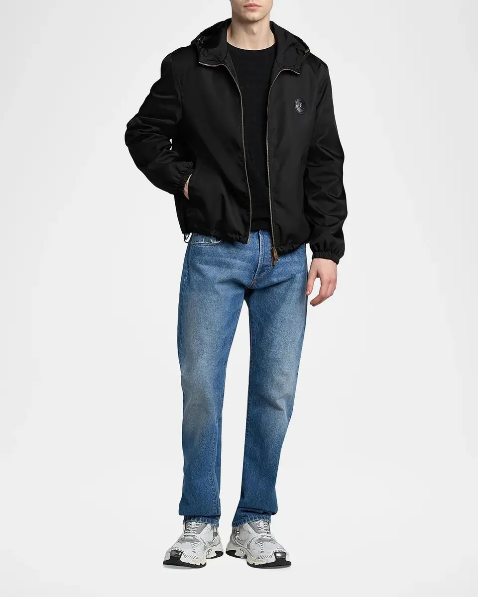 Versace Men's Nylon Twill Hooded Jacket | Thumbnail 2 Versace Men's Nylon Twill Hooded Jacket | Thumbnail 2