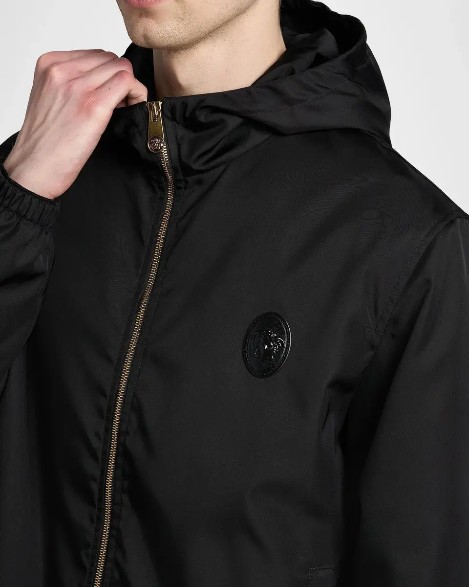 Versace Men's Nylon Twill Hooded Jacket | Thumbnail 5 Versace Men's Nylon Twill Hooded Jacket | Thumbnail 5
