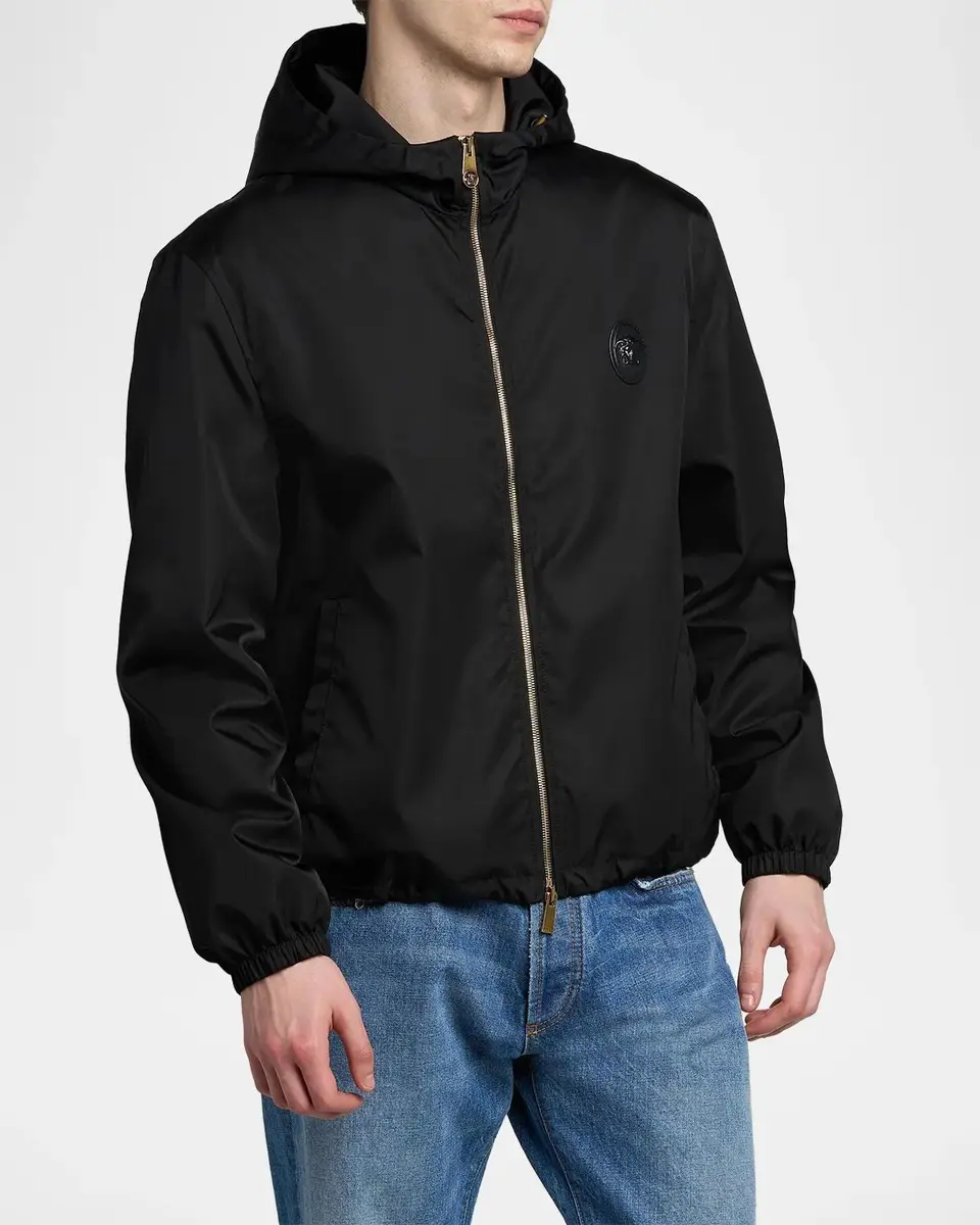 Versace Men's Nylon Twill Hooded Jacket | Thumbnail 6 Versace Men's Nylon Twill Hooded Jacket | Thumbnail 6