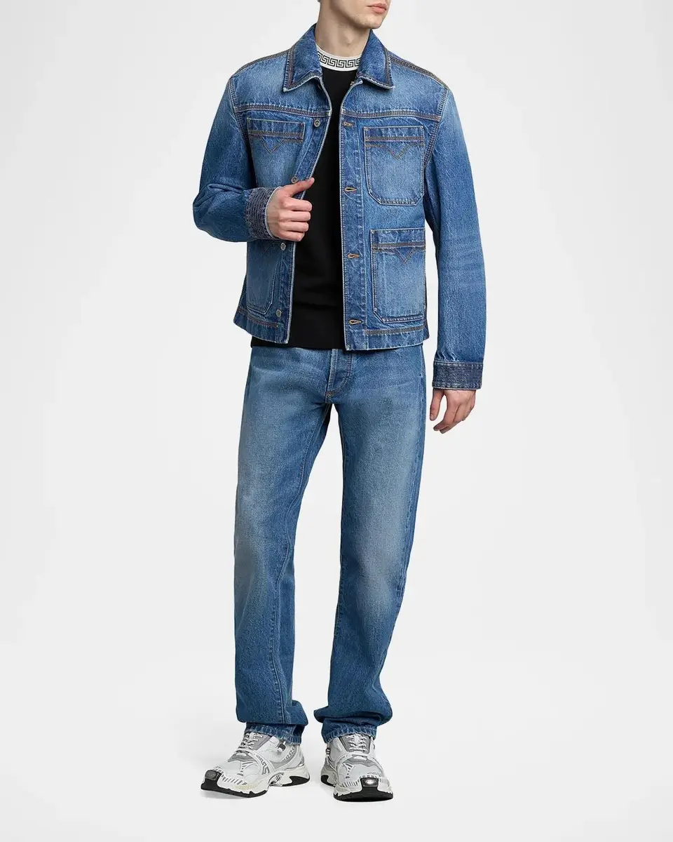 Versace Men's Stone-Washed Rigid Straight Jeans | Thumbnail 2 Versace Men's Stone-Washed Rigid Straight Jeans | Thumbnail 2