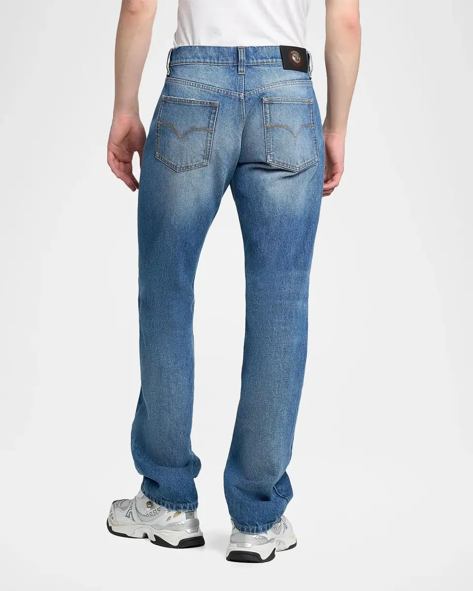 Versace Men's Stone-Washed Rigid Straight Jeans | Thumbnail 3 Versace Men's Stone-Washed Rigid Straight Jeans | Thumbnail 3