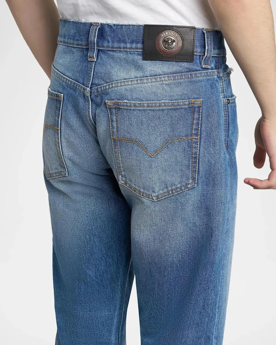 Versace Men's Stone-Washed Rigid Straight Jeans | Thumbnail 5 Versace Men's Stone-Washed Rigid Straight Jeans | Thumbnail 5