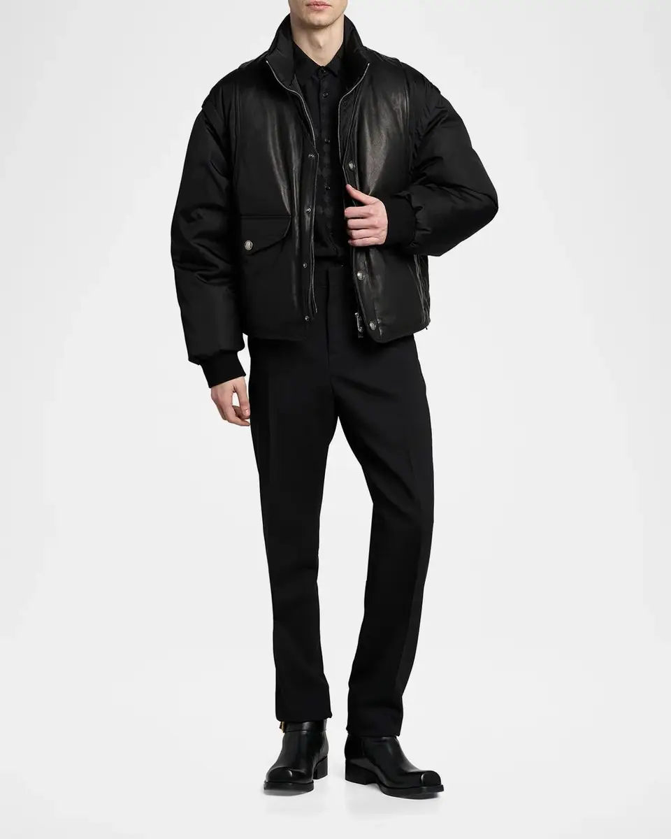 Versace Men's Layered Stand-Collar Down Jacket | Thumbnail 2