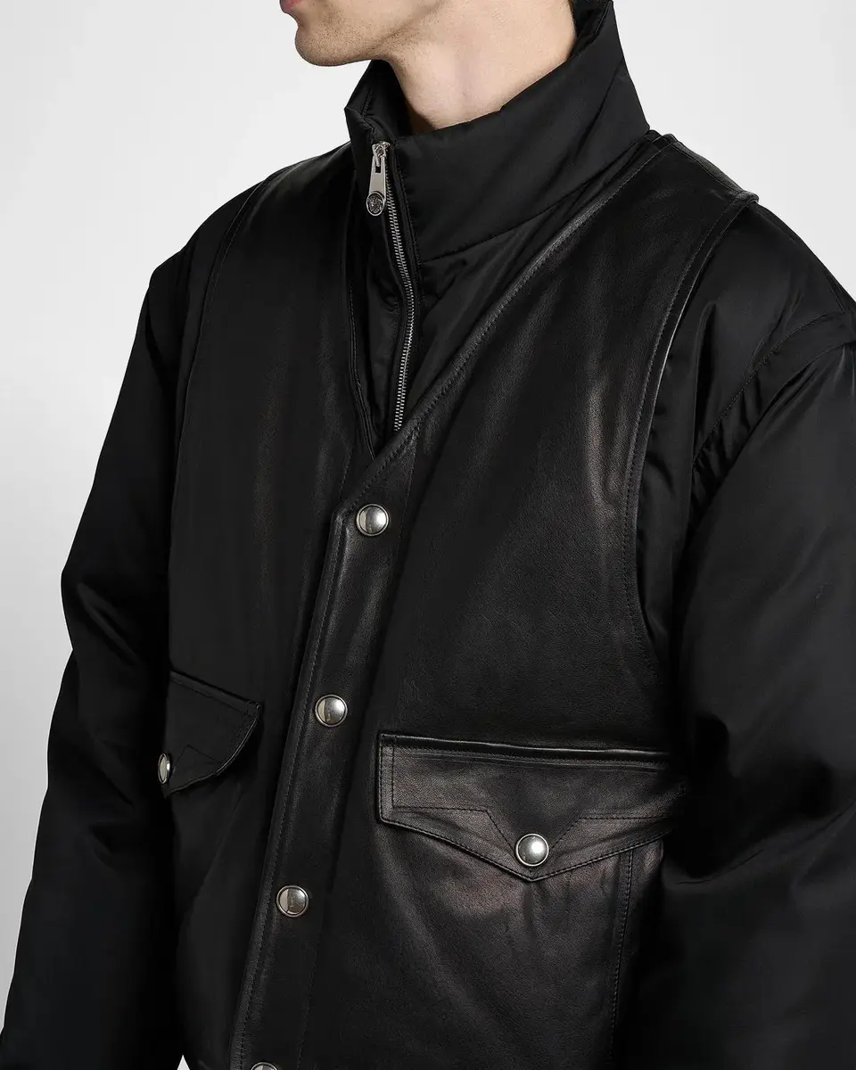 Versace Men's Layered Stand-Collar Down Jacket | Thumbnail 5