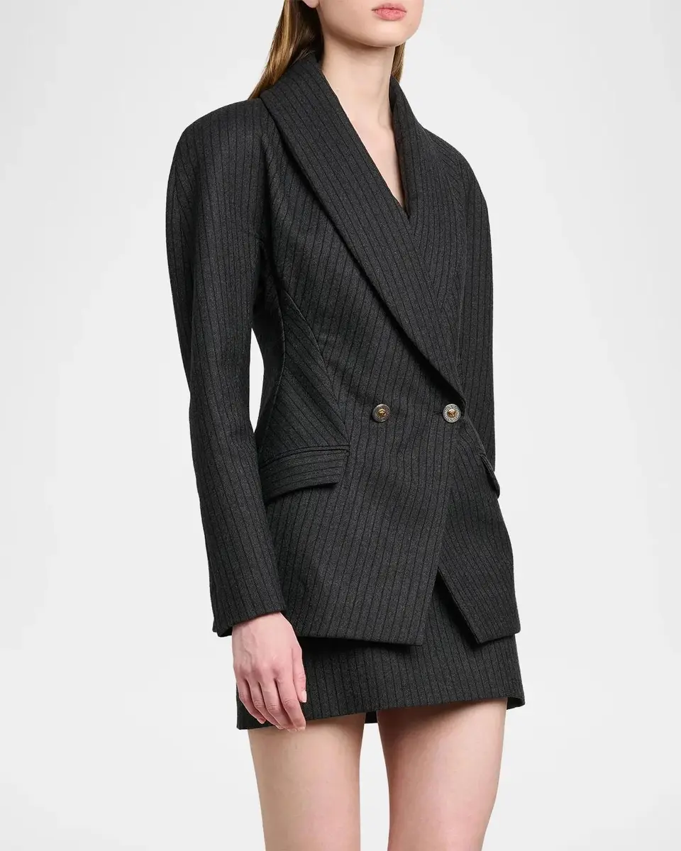 Versace Pinstripe Wool Twill Blazer | Thumbnail 4 Versace Pinstripe Wool Twill Blazer | Thumbnail 4