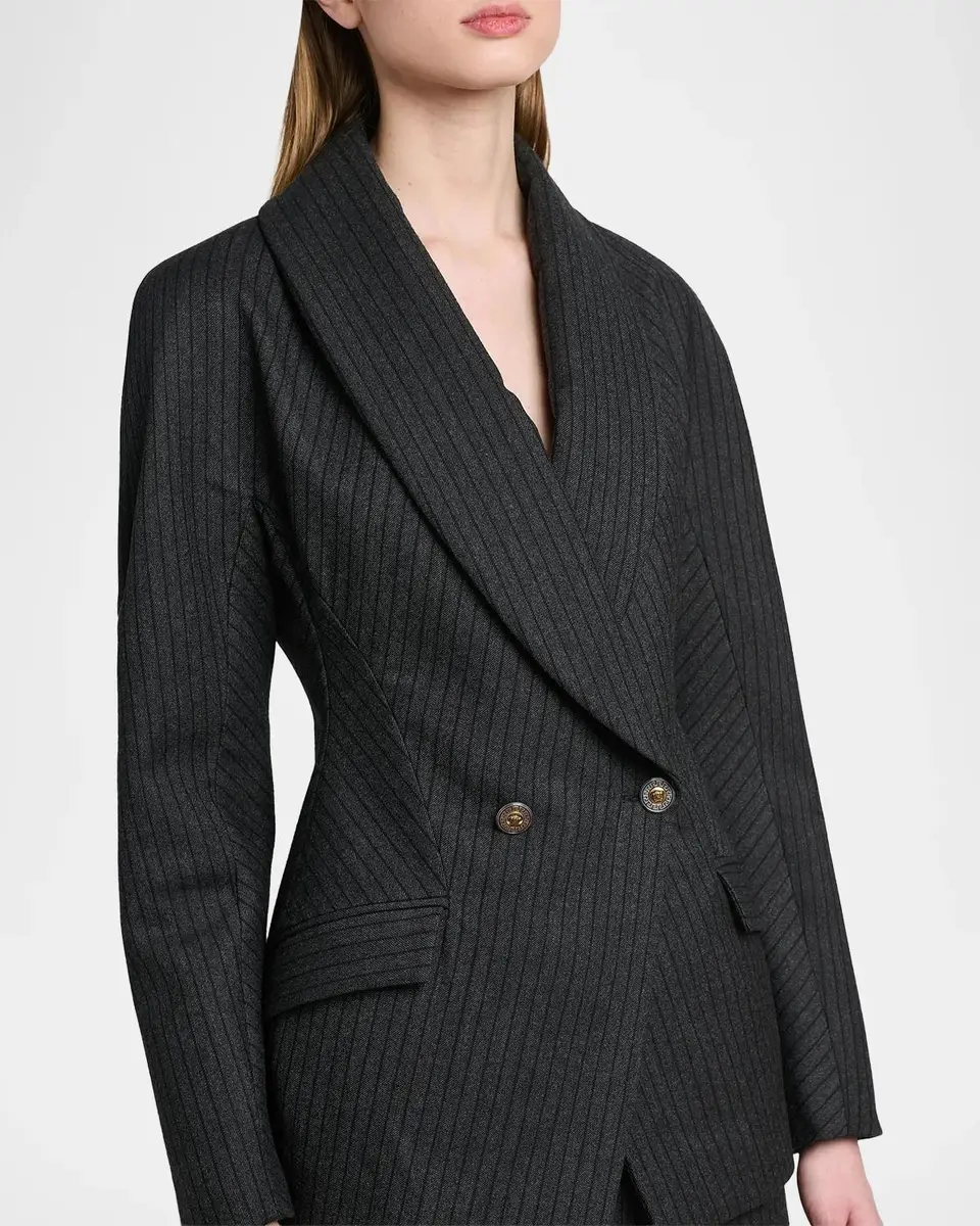 Versace Pinstripe Wool Twill Blazer | Thumbnail 5 Versace Pinstripe Wool Twill Blazer | Thumbnail 5