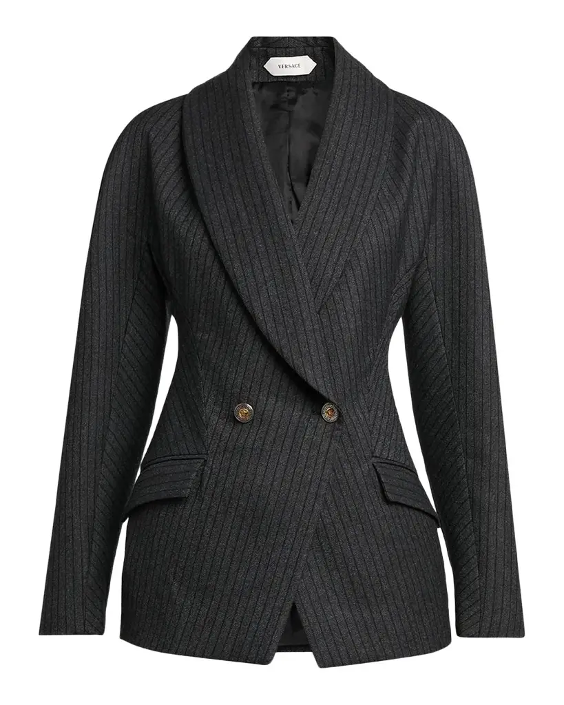 Versace Pinstripe Wool Twill Blazer