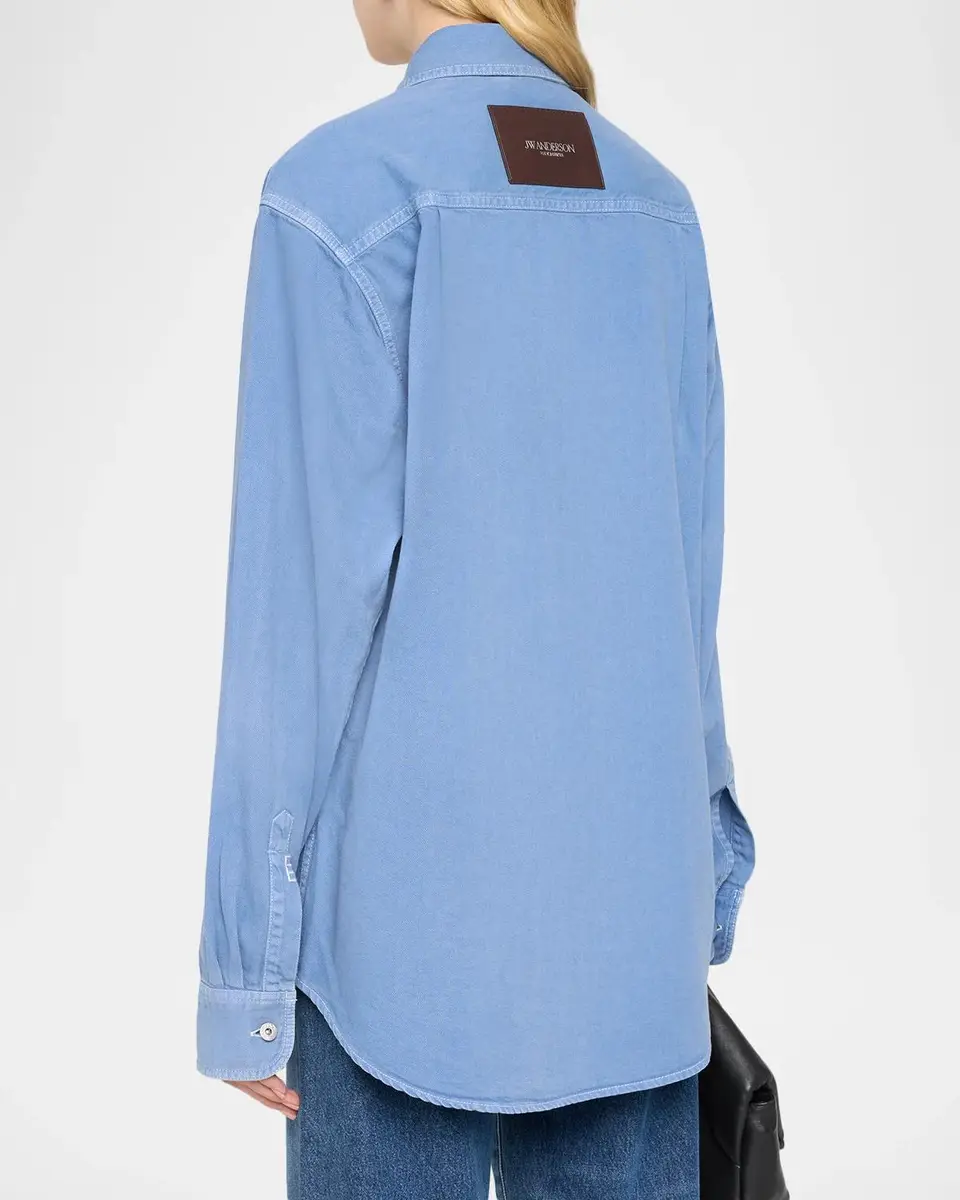 JW Anderson Logo Embroidered Pocket Oversized Button-Down Shirt | Thumbnail 3 JW Anderson Logo Embroidered Pocket Oversized Button-Down Shirt | Thumbnail 3