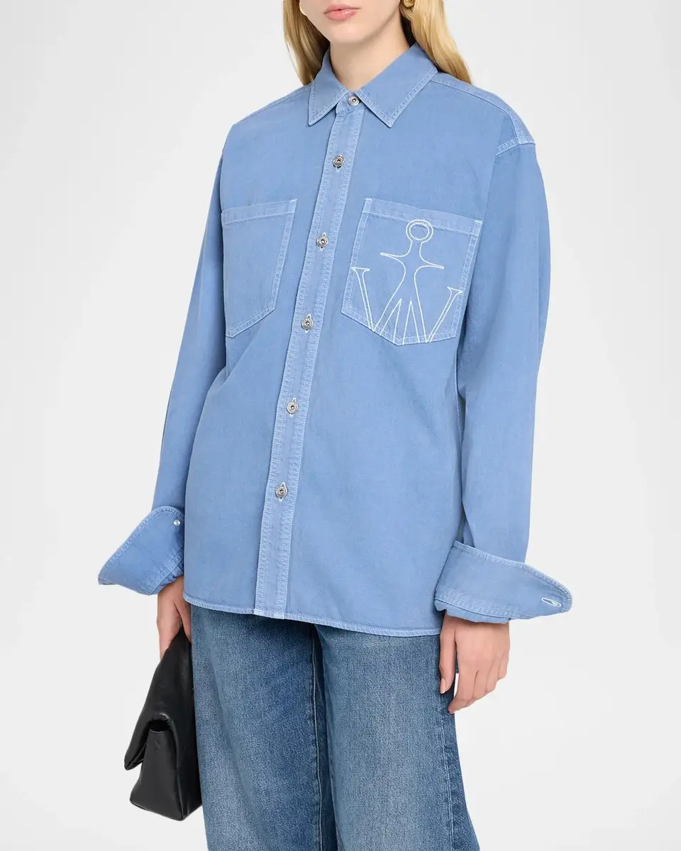 JW Anderson Logo Embroidered Pocket Oversized Button-Down Shirt | Thumbnail 4 JW Anderson Logo Embroidered Pocket Oversized Button-Down Shirt | Thumbnail 4
