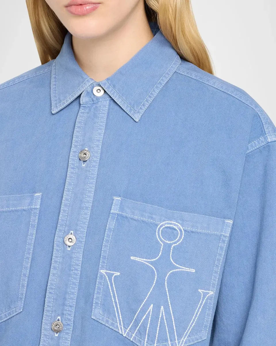 JW Anderson Logo Embroidered Pocket Oversized Button-Down Shirt | Thumbnail 5 JW Anderson Logo Embroidered Pocket Oversized Button-Down Shirt | Thumbnail 5