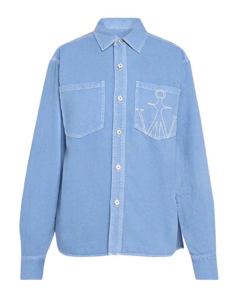 JW Anderson Logo Embroidered Pocket Oversized Button-Down Shirt