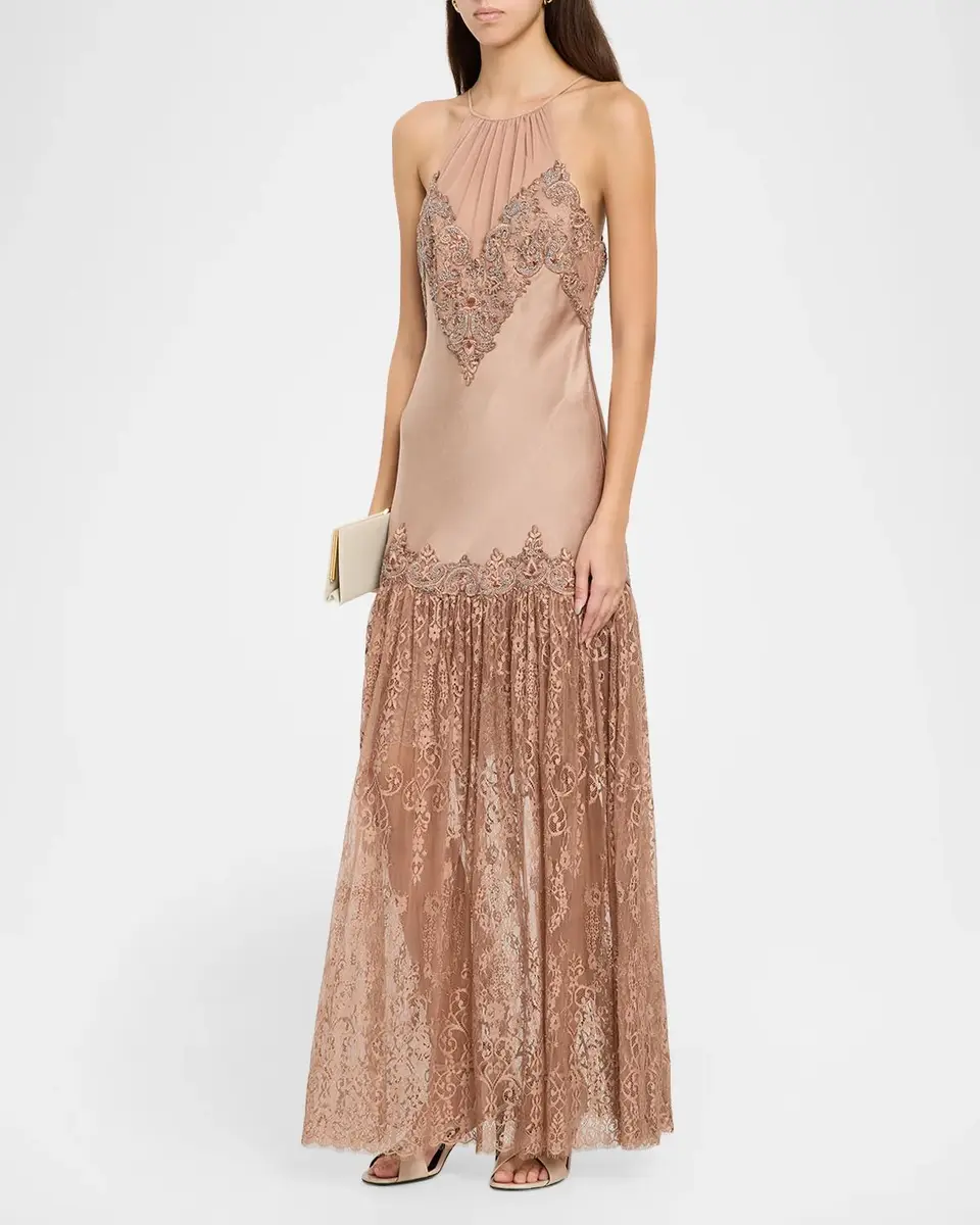 Kobi Halperin Chelsea Backless Lace Combo Maxi Dress | Thumbnail 4