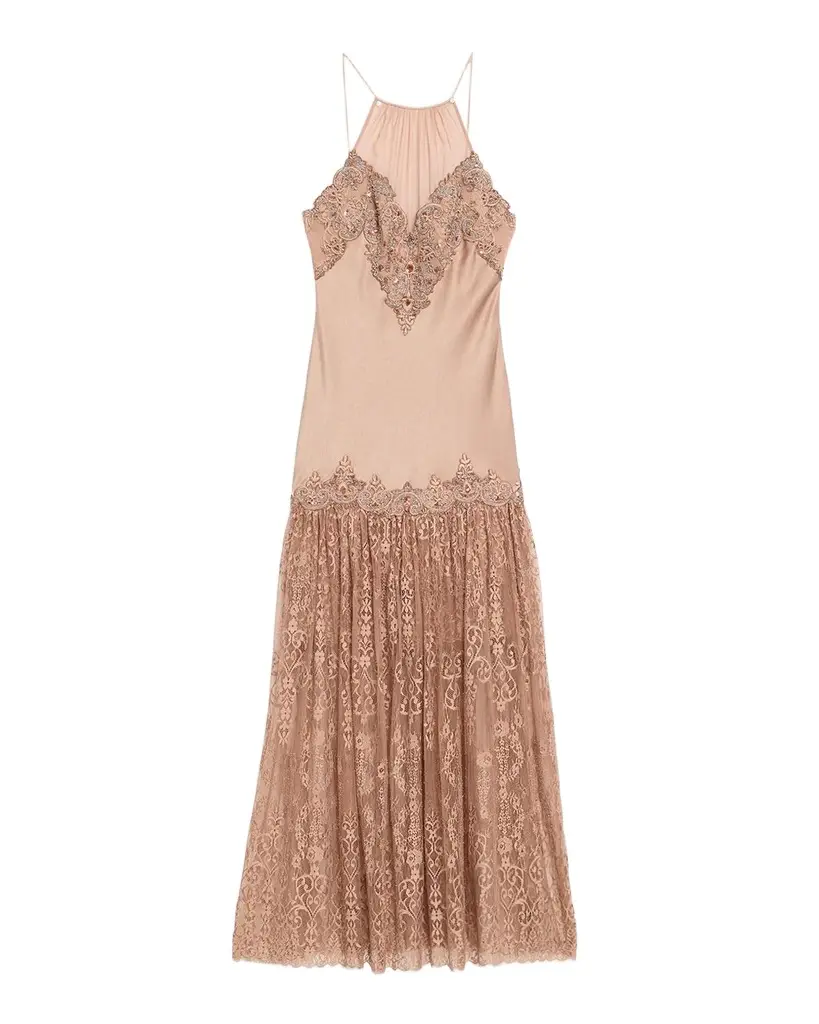 Chelsea Backless Lace Combo Maxi Dress
