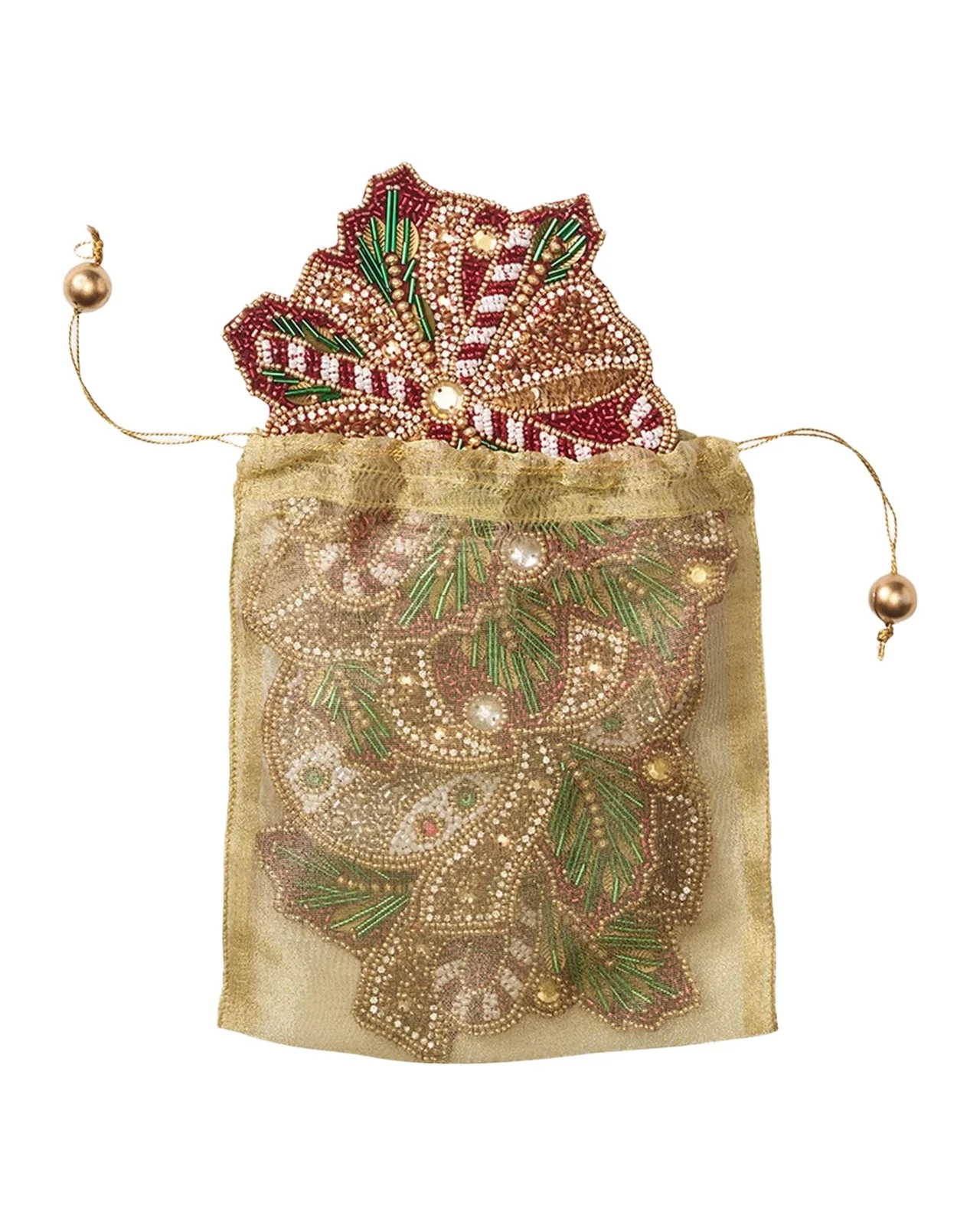 Kim Seybert Candy Cane Bow Beaded Coasters, Set of 4