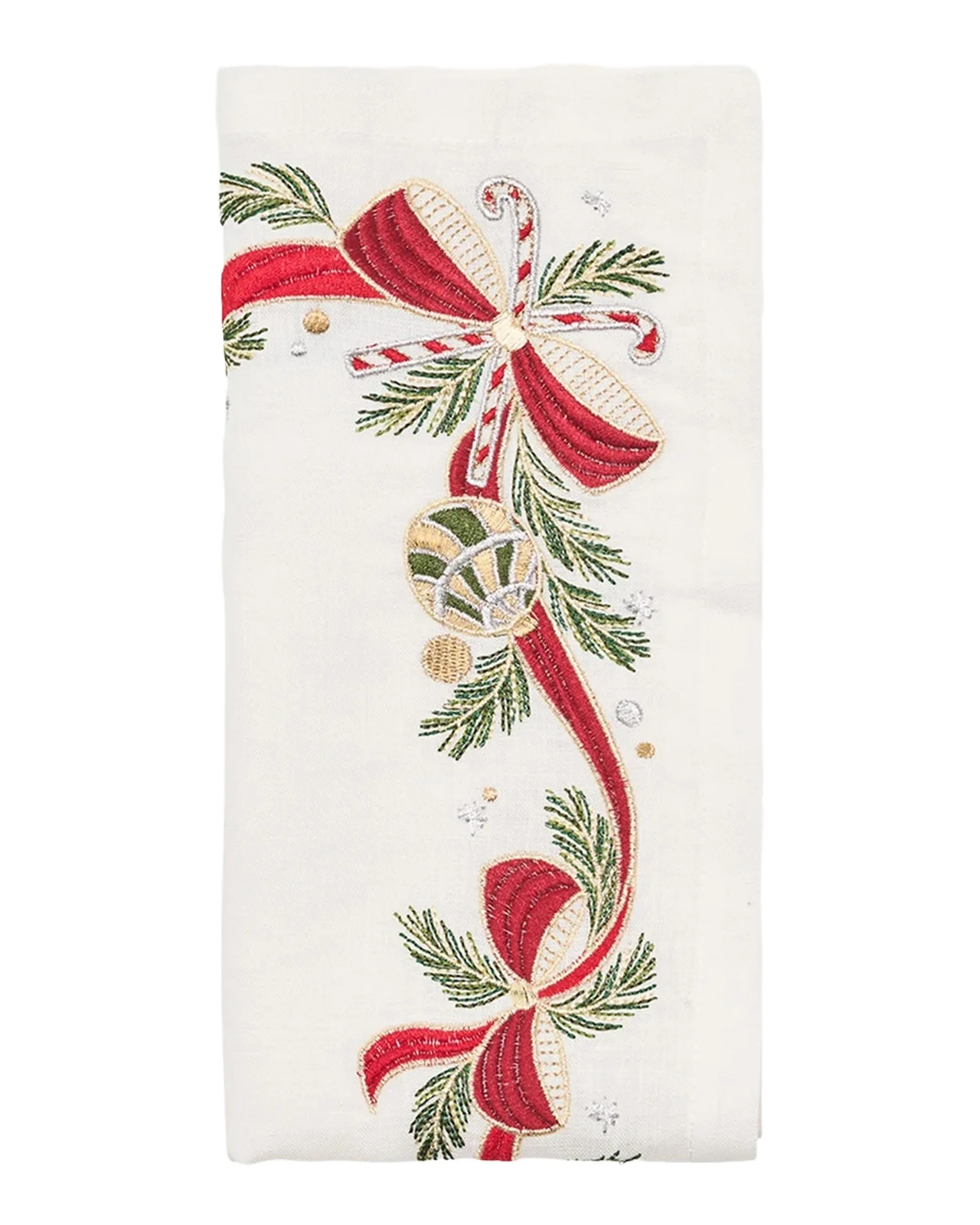 Kim Seybert Tinsel Bow Embroidered Napkin