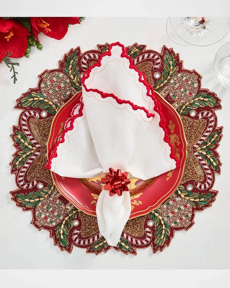 Kim Seybert Candy Cane Bow Beaded Placemat | Thumbnail 2 Kim Seybert Candy Cane Bow Beaded Placemat | Thumbnail 2