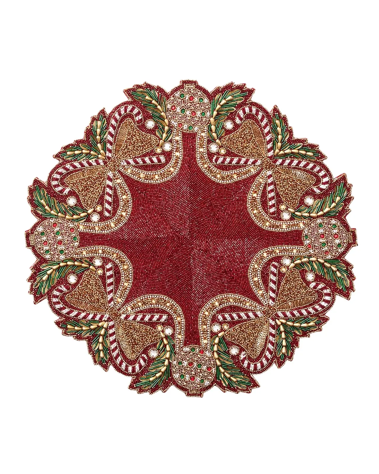 Kim Seybert Candy Cane Bow Beaded Placemat